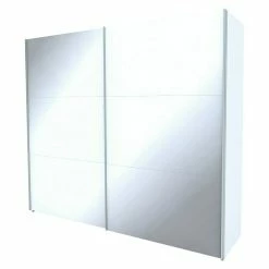 BAUHAUS Express Möbel Schwebetürenschrank Stars B X T X H: 250 X 68 X 216 Cm, Farbe Griff: Aluminiumfarben, Farbe Front: Weißglas, Farbe Korpus: Weiß