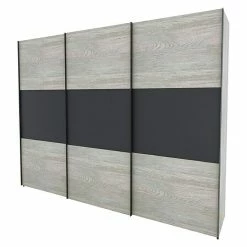 BAUHAUS Express Möbel Schwebetürenschrank Stars B X T X H: 300 X 68 X 236 Cm, Farbe Griff: Graphitfarben, Farbe Front: Platin Eiche/Graphit, Farbe Korpus: Platin Eiche