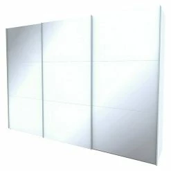 BAUHAUS Express Möbel Schwebetürenschrank Stars B X T X H: 300 X 68 X 216 Cm, Farbe Griff: Aluminiumfarben, Farbe Front: Weißglas, Farbe Korpus: Weiß