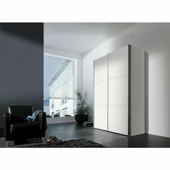 BAUHAUS Express Möbel Schwebetürenschrank Stars B X T X H: 150 X 68 X 236 Cm, Farbe Griff: Aluminiumfarben, Farbe Front: Weiß/Weißglas, Farbe Korpus: Weiß -Cheap Regale Store 12 2028