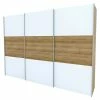 BAUHAUS Express Möbel Schwebetürenschrank Stars B X T X H: 300 X 68 X 216 Cm, Farbe Griff: Aluminiumfarben, Farbe Front: Weiß/Eiche Riviera, Farbe Korpus: Eiche Riviera