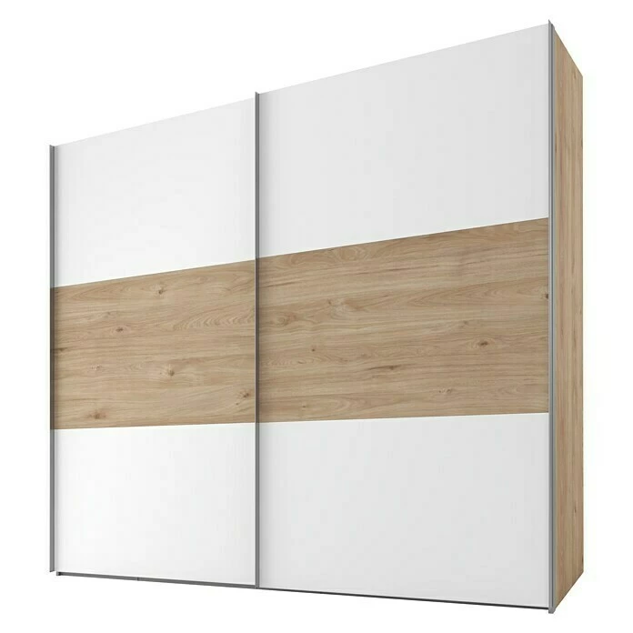 BAUHAUS Express Möbel Schwebetürenschrank Swift B X T X H: 250 X 68 X 216 Cm, Ohne Spiegel, Mit Zubehör, Farbe Front: Weiß/Eiche Jackson Horizontal, Farbe Korpus: Eiche Jackson 1 BAUHAUS Express Möbel Schwebetürenschrank Swift B X T X H: 250 X 68 X 216 Cm, Ohne Spiegel, Mit Zubehör, Farbe Front: Weiß/Eiche Jackson Horizontal, Farbe Korpus: Eiche Jackson