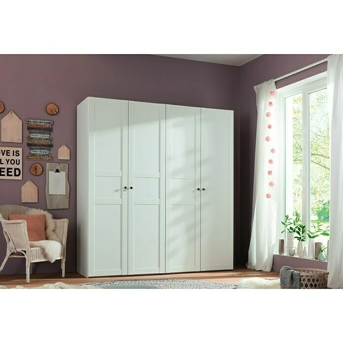 BAUHAUS Express Möbel Drehtürschrank Brooklyn Landhaus B X T X H: 250 X 58 X 216 Cm, Weiß, Ohne Spiegel 1 BAUHAUS Express Möbel Drehtürschrank Brooklyn Landhaus B X T X H: 250 X 58 X 216 Cm, Weiß, Ohne Spiegel