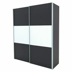 BAUHAUS Express Möbel Schwebetürenschrank Stars B X T X H: 200 X 68 X 236 Cm, Farbe Griff: Alufarben, Farbe Front: Graphit/Weiß, Farbe Korpus: Graphit