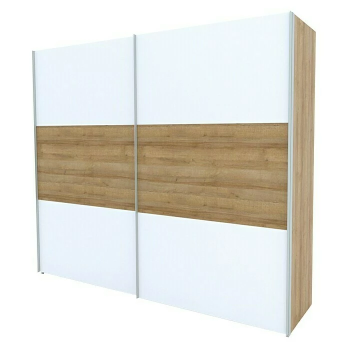 BAUHAUS Express Möbel Schwebetürenschrank Stars B X T X H: 250 X 68 X 236 Cm, Farbe Griff: Aluminiumfarben, Farbe Front: Weiß/Eiche Riviera, Farbe Korpus: Eiche Riviera 1 BAUHAUS Express Möbel Schwebetürenschrank Stars B X T X H: 250 X 68 X 236 Cm, Farbe Griff: Aluminiumfarben, Farbe Front: Weiß/Eiche Riviera, Farbe Korpus: Eiche Riviera