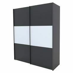 BAUHAUS Express Möbel Schwebetürenschrank Stars B X T X H: 200 X 68 X 236 Cm, Farbe Griff: Graphitfarben, Farbe Front: Graphit/Weiß, Farbe Korpus: Graphit