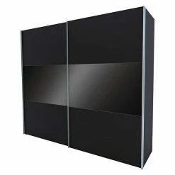 BAUHAUS Express Möbel Schwebetürenschrank Swift B X T X H: 250 X 68 X 216 Cm, Mit Glasfronten, Ohne Zubehör, Farbe Front: Basaltglas Mittig/Basalt, Farbe Korpus: Basalt