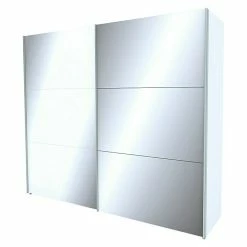 BAUHAUS Express Möbel Schwebetürenschrank Stars B X T X H: 250 X 68 X 216 Cm, Farbe Griff: Aluminiumfarben, Farbe Front: Weißglas/Spiegel, Farbe Korpus: Weiß