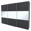 BAUHAUS Express Möbel Schwebetürenschrank Stars B X T X H: 300 X 68 X 216 Cm, Farbe Griff: Alufarben, Farbe Front: Graphit/Weißglas, Farbe Korpus: Graphit