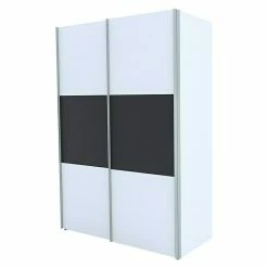 BAUHAUS Express Möbel Schwebetürenschrank Stars B X T X H: 150 X 68 X 216 Cm, Farbe Griff: Aluminiumfarben, Farbe Front: Weiß/Graphit, Farbe Korpus: Weiß