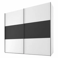 BAUHAUS Express Möbel Schwebetürenschrank Swift B X T X H: 150 X 68 X 216 Cm, Ohne Spiegel, Mit Zubehör, Farbe Front: Weiß/Basalt Horizontal, Farbe Korpus: Weiß