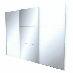 BAUHAUS Express Möbel Schwebetürenschrank Stars B X T X H: 300 X 68 X 236 Cm, Farbe Griff: Aluminiumfarben, Farbe Front: Weißglas/Spiegel, Farbe Korpus: Weiß