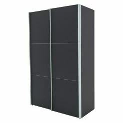 BAUHAUS Express Möbel Schwebetürenschrank Stars B X T X H: 150 X 68 X 236 Cm, Farbe Griff: Aluminiumfarben, Farbe Front: Graphit, Farbe Korpus: Graphit