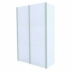 BAUHAUS Express Möbel Schwebetürenschrank Stars B X T X H: 150 X 68 X 236 Cm, Farbe Griff: Aluminiumfarben, Farbe Front: Weiß, Farbe Korpus: Weiß