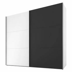 BAUHAUS Express Möbel Schwebetürenschrank Swift B X T X H: 200 X 68 X 216 Cm, Ohne Spiegel, Ohne Zubehör, Farbe Front: Weiß/Basalt Vertikal, Farbe Korpus: Weiß