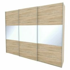 BAUHAUS Express Möbel Schwebetürenschrank Stars B X T X H: 300 X 68 X 236 Cm, Farbe Griff: Aluminiumfarben, Farbe Front: Eiche Sonoma/Weißglas, Farbe Korpus: Eiche Sonoma