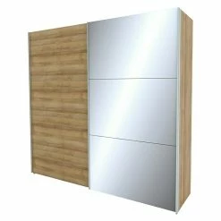 BAUHAUS Express Möbel Schwebetürenschrank Stars B X T X H: 250 X 68 X 236 Cm, Farbe Griff: Aluminiumfarben, Farbe Front: Eiche Riviera/Spiegel, Farbe Korpus: Eiche Riviera