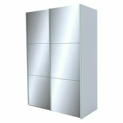 BAUHAUS Express Möbel Schwebetürenschrank Stars B X T X H: 150 X 68 X 236 Cm, Farbe Griff: Aluminiumfarben, Farbe Front: Seidengrauglas/Spiegel, Farbe Korpus: Seidengrau