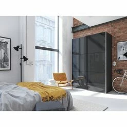 BAUHAUS Express Möbel Schwebetürenschrank Swift B X T X H: 150 X 68 X 216 Cm, Mit Glasfronten, Mit Zubehör, Farbe Front: Weißglas Mittig/Eiche Jackson, Farbe Korpus: Eiche Jackson -Cheap Regale Store 12 2336