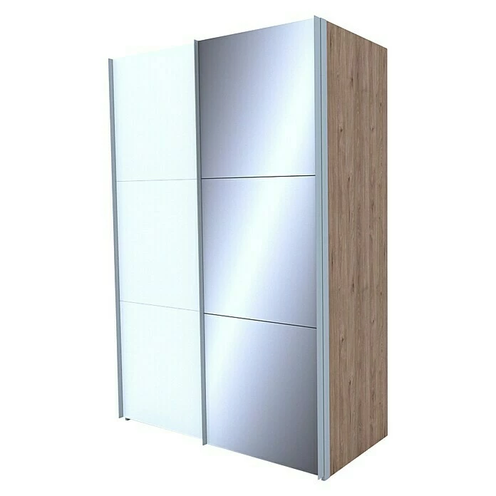BAUHAUS Express Möbel Schwebetürenschrank Swift B X T X H: 150 X 68 X 216 Cm, Mit Spiegel, Ohne Zubehör, Farbe Front: Weiß, Farbe Korpus: Eiche Jackson 1 BAUHAUS Express Möbel Schwebetürenschrank Swift B X T X H: 150 X 68 X 216 Cm, Mit Spiegel, Ohne Zubehör, Farbe Front: Weiß, Farbe Korpus: Eiche Jackson