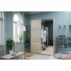 BAUHAUS Express Möbel Schwebetürenschrank Swift B X T X H: 150 X 68 X 216 Cm, Mit Spiegel, Ohne Zubehör, Farbe Front: Weiß, Farbe Korpus: Eiche Jackson 8 BAUHAUS Express Möbel Schwebetürenschrank Swift B X T X H: 150 X 68 X 216 Cm, Mit Spiegel, Ohne Zubehör, Farbe Front: Weiß, Farbe Korpus: Eiche Jackson -Cheap Regale Store 12 2360