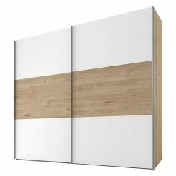BAUHAUS Express Möbel Schwebetürenschrank Swift B X T X H: 200 X 68 X 216 Cm, Ohne Spiegel, Ohne Zubehör, Farbe Front: Weiß/Eiche Jackson Horizontal, Farbe Korpus: Eiche Jackson