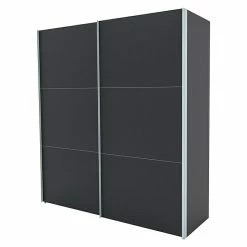 BAUHAUS Express Möbel Schwebetürenschrank Stars B X T X H: 200 X 68 X 216 Cm, Farbe Griff: Aluminiumfarben, Farbe Front: Graphit, Farbe Korpus: Graphit