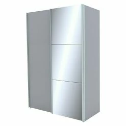 BAUHAUS Express Möbel Schwebetürenschrank Stars B X T X H: 150 X 68 X 236 Cm, Farbe Griff: Aluminiumfarben, Farbe Front: Seidengrau/Spiegel, Farbe Korpus: Seidengrau