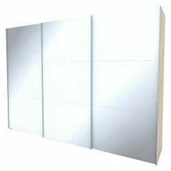 BAUHAUS Express Möbel Schwebetürenschrank Stars B X T X H: 300 X 68 X 216 Cm, Farbe Griff: Aluminiumfarben, Farbe Front: Weißglas, Farbe Korpus: Eiche Sonoma