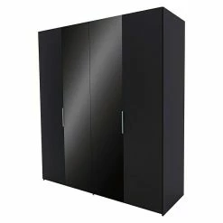 BAUHAUS Express Möbel Drehtürschrank Swift B X T X H: 200 X 58 X 216 Cm, Ohne Spiegel, Mit Zubehör, Farbe Front: Basalt/Basaltglas, Farbe Korpus: Basalt