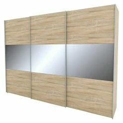 BAUHAUS Express Möbel Schwebetürenschrank Stars B X T X H: 300 X 68 X 236 Cm, Farbe Griff: Aluminiumfarben, Farbe Front: Eiche Sonoma/Grauspiegel, Farbe Korpus: Eiche Sonoma