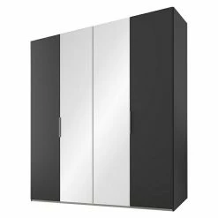 BAUHAUS Express Möbel Drehtürschrank Swift B X T X H: 200 X 58 X 216 Cm, Mit Spiegel, Mit Zubehör, Farbe Front: Basalt, Farbe Korpus: Basalt