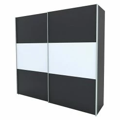 BAUHAUS Express Möbel Schwebetürenschrank Stars B X T X H: 250 X 68 X 236 Cm, Farbe Griff: Alufarben, Farbe Front: Graphit/Weiß, Farbe Korpus: Graphit