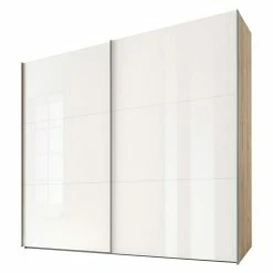BAUHAUS Express Möbel Schwebetürenschrank Swift B X T X H: 150 X 68 X 216 Cm, Mit Glasfronten, Ohne Zubehör, Farbe Front: Weiß, Farbe Korpus: Eiche Jackson