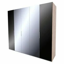 BAUHAUS Express Möbel Drehtürschrank Swift B X T X H: 250 X 58 X 216 Cm, Mit Spiegel, Mit Zubehör, Farbe Front: Basaltglas, Farbe Korpus: Eiche Jackson