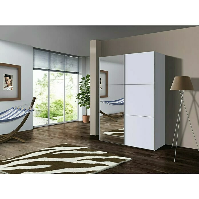 BAUHAUS Express Möbel Schwebetürenschrank Stars B X T X H: 150 X 68 X 236 Cm, Farbe Griff: Aluminiumfarben, Farbe Front: Spiegel, Farbe Korpus: Seidengrau 3 BAUHAUS Express Möbel Schwebetürenschrank Stars B X T X H: 150 X 68 X 236 Cm, Farbe Griff: Aluminiumfarben, Farbe Front: Spiegel, Farbe Korpus: Seidengrau – Bild 3