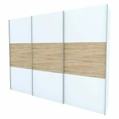 BAUHAUS Express Möbel Schwebetürenschrank Stars B X T X H: 300 X 68 X 236 Cm, Farbe Griff: Aluminiumfarben, Farbe Front: Weiß/Eiche Sonoma, Farbe Korpus: Weiß