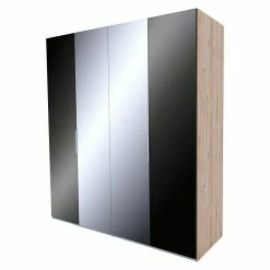 BAUHAUS Express Möbel Drehtürschrank Swift B X T X H: 200 X 58 X 216 Cm, Mit Spiegel, Ohne Zubehör, Farbe Front: Basaltglas, Farbe Korpus: Eiche Jackson