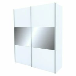 BAUHAUS Express Möbel Schwebetürenschrank Stars B X T X H: 200 X 68 X 236 Cm, Farbe Griff: Aluminiumfarben, Farbe Front: Weiß/Grauspiegel, Farbe Korpus: Weiß