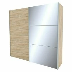 BAUHAUS Express Möbel Schwebetürenschrank Stars B X T X H: 250 X 68 X 236 Cm, Farbe Griff: Aluminiumfarben, Farbe Front: Eiche Sonoma/Spiegel, Farbe Korpus: Eiche Sonoma