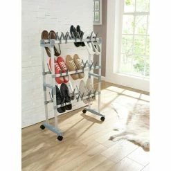 BAUHAUS Ruco Schuhregal L X B X H: 66 X 27 X 100 Cm, Silber, Geeignet Für: 36 Paar Schuhe