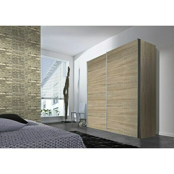 BAUHAUS Express Möbel Schwebetürenschrank Stars B X T X H: 200 X 68 X 236 Cm, Farbe Griff: Aluminiumfarben, Farbe Front: Eiche Sonoma/Weißglas, Farbe Korpus: Eiche Sonoma 3 BAUHAUS Express Möbel Schwebetürenschrank Stars B X T X H: 200 X 68 X 236 Cm, Farbe Griff: Aluminiumfarben, Farbe Front: Eiche Sonoma/Weißglas, Farbe Korpus: Eiche Sonoma – Bild 3