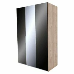 BAUHAUS Express Möbel Drehtürschrank Swift B X T X H: 150 X 58 X 216 Cm, Mit Spiegel, Ohne Zubehör, Farbe Front: Basaltglas, Farbe Korpus: Eiche Jackson