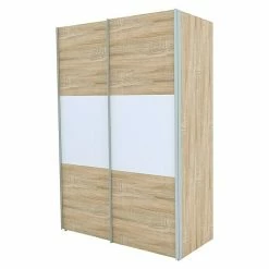 BAUHAUS Express Möbel Schwebetürenschrank Stars B X T X H: 150 X 68 X 216 Cm, Farbe Front: Eiche Sonoma/Weiß, Farbe Korpus: Eiche Sonoma