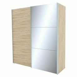 BAUHAUS Express Möbel Schwebetürenschrank Stars B X T X H: 200 X 68 X 216 Cm, Farbe Griff: Aluminiumfarben, Farbe Front: Eiche Sonoma/Spiegel, Farbe Korpus: Eiche Sonoma