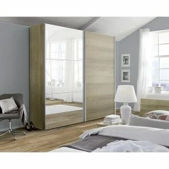 BAUHAUS Express Möbel Schwebetürenschrank Stars B X T X H: 200 X 68 X 216 Cm, Farbe Griff: Aluminiumfarben, Farbe Front: Eiche Sonoma/Spiegel, Farbe Korpus: Eiche Sonoma -Cheap Regale Store 12 2696