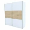 BAUHAUS Express Möbel Schwebetürenschrank Stars B X T X H: 200 X 68 X 216 Cm, Farbe Griff: Aluminiumfarben, Farbe Front: Weiß/Eiche Sonoma, Farbe Korpus: Weiß