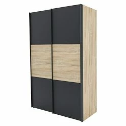 BAUHAUS Express Möbel Schwebetürenschrank Stars B X T X H: 150 X 68 X 236 Cm, Farbe Griff: Graphitfarben, Farbe Front: Graphit/Sonoma Eiche, Farbe Korpus: Sonoma Eiche