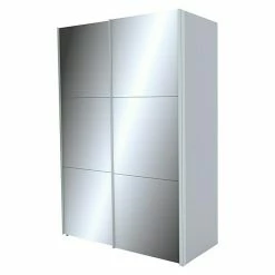 BAUHAUS Express Möbel Schwebetürenschrank Stars B X T X H: 150 X 68 X 216 Cm, Farbe Griff: Aluminiumfarben, Farbe Front: Spiegel, Farbe Korpus: Seidengrau