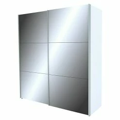 BAUHAUS Express Möbel Schwebetürenschrank Stars B X T X H: 200 X 68 X 236 Cm, Farbe Griff: Aluminiumfarben, Farbe Front: Spiegel, Farbe Korpus: Weiß